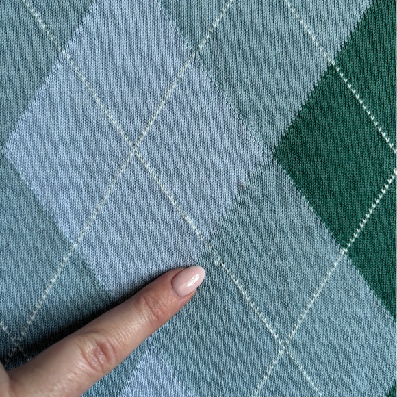 Lacoste Argyle Sweater in Light Blue and Green - Picture 7 of 10